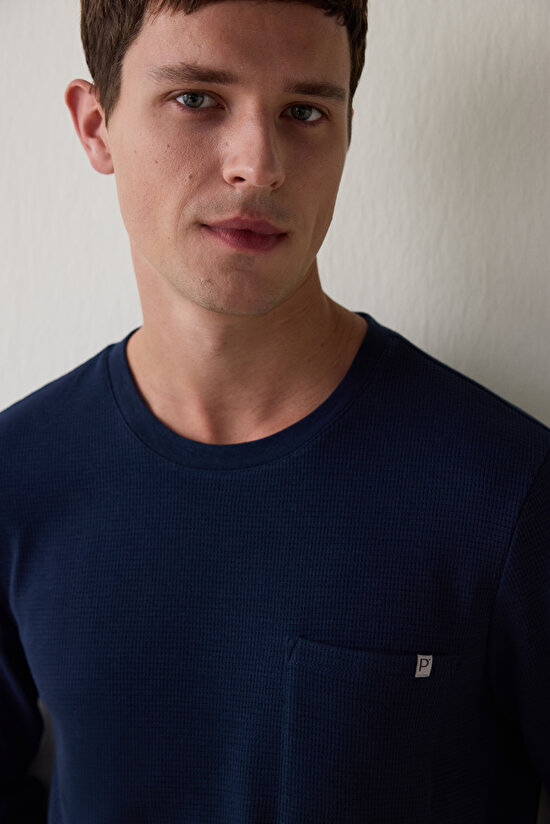 Lacivert Erkek Cepli Pijama Takımı - 3