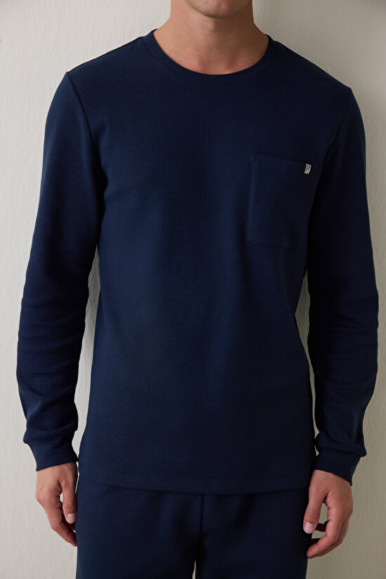 Lacivert Erkek Cepli Pijama Takımı - 4