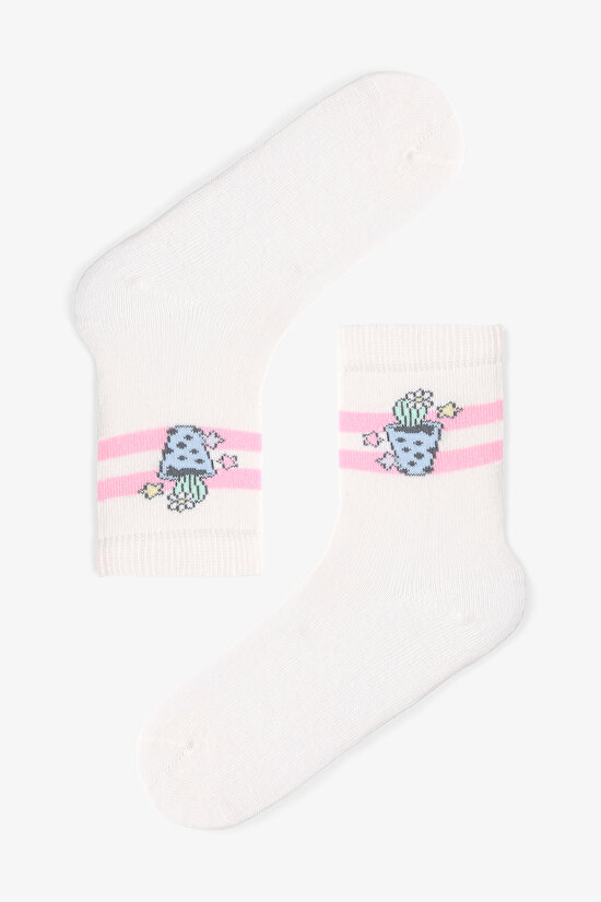 Çok Renkli Kız Çocuk Retro Vibes 4lü Soket Çorap - 4