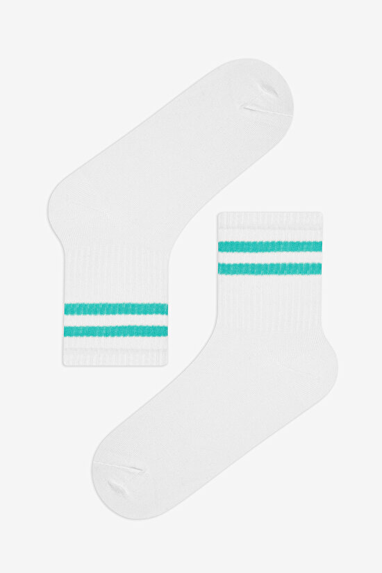 Çizgili Tenis 3lü Beyaz Soket Çorap - 4