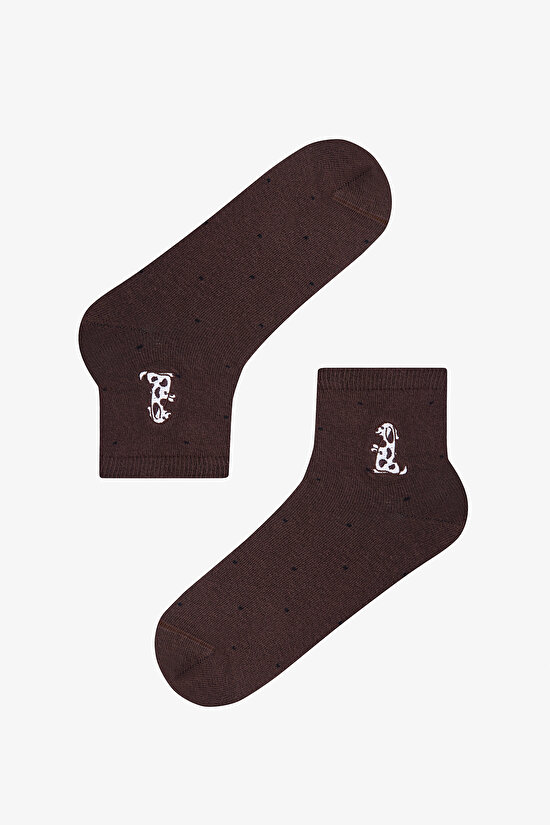 3 Çift Burun Dikişsiz Pamuklu Renkli Köpek Nakışlı Ara Boy Soket Çorap - 3