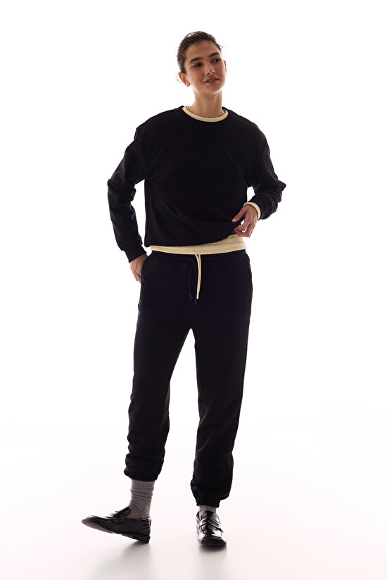 Siyah Yüksek Bel Active Jogger Pantolon - 4