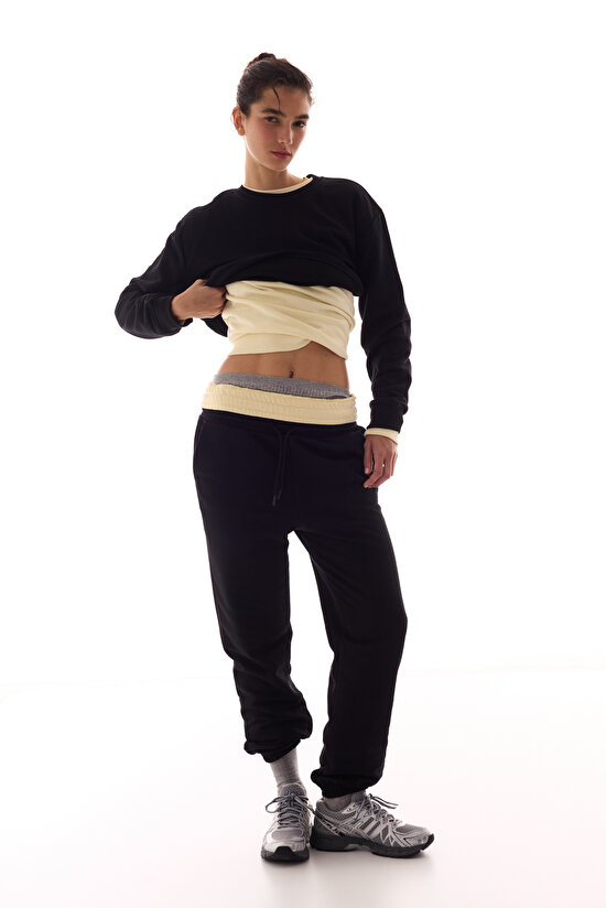 Siyah Yüksek Bel Active Jogger Pantolon - 5