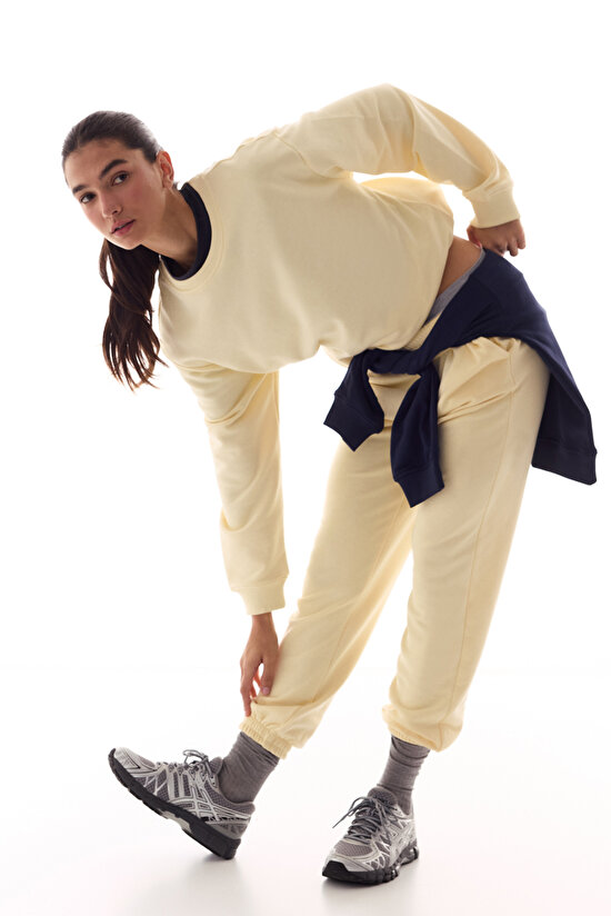 Ekru Yüksek Bel Active Jogger Pantolon - 5