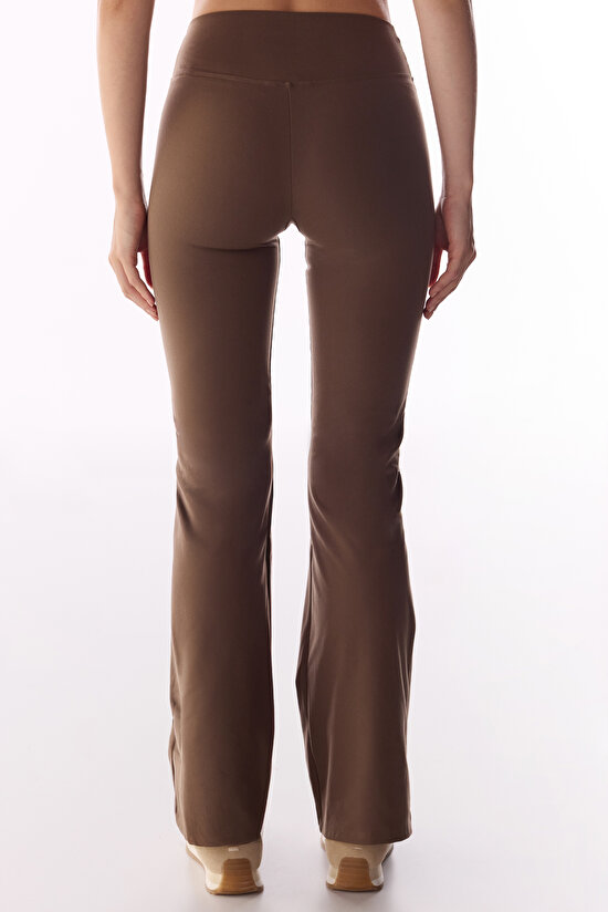 Kahverengi İspanyol Paça (Flare) Soft Feel Tayt - 2