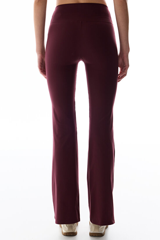 Bordo İspanyol Paça (Flare) Soft Feel Yumuşak Dokulu Tayt - 3
