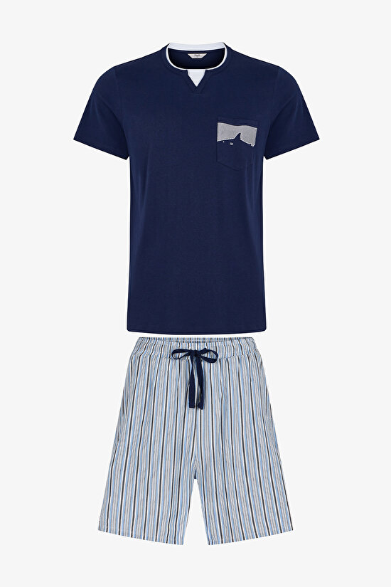 Erkek Renkli Sailor Stripe Pijama Takımı - 1