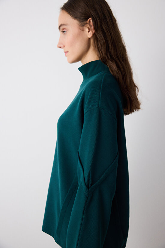 Koyu Yeşil Boğazlı Mirko Sweatshirt - Saude Koleksiyonu  - 3