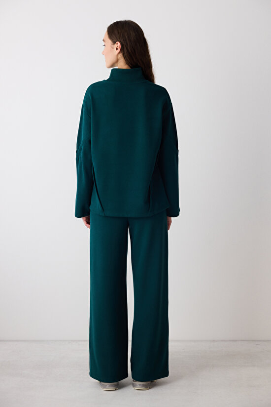 Koyu Yeşil Boğazlı Mirko Sweatshirt - Saude Koleksiyonu  - 5