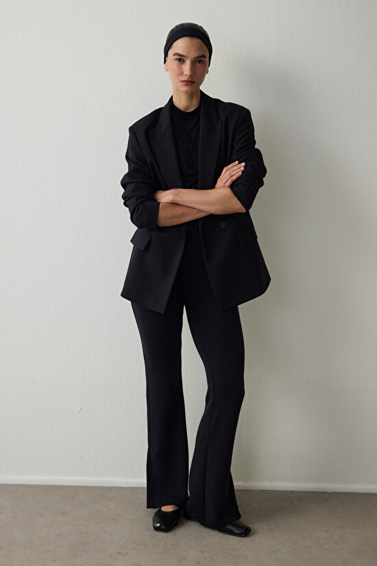 Black Half Turtleneck Slim Fit Long Sleeve Sweater - 4