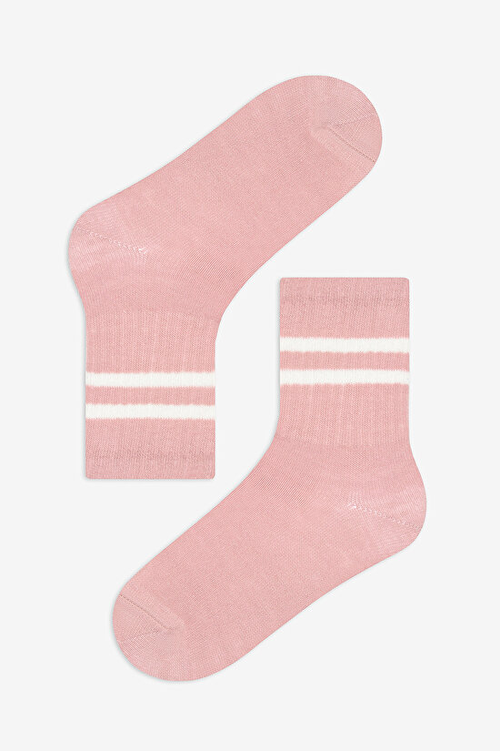 Kız Çocuk Pinky Lines 3lü Çok Renkli Tenis Soket Çorap - 4