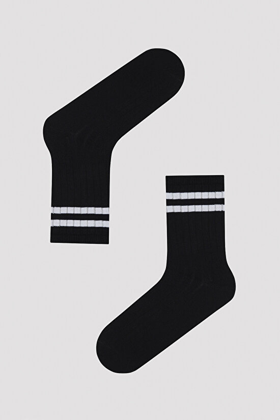 Çizgili Renkli 3lü Soket Çorap - 3