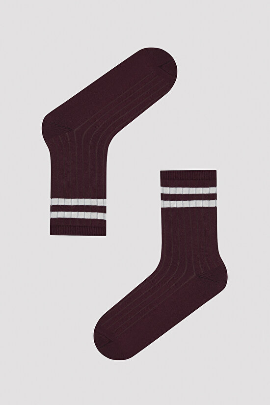 Çizgili Renkli 3lü Soket Çorap - 4