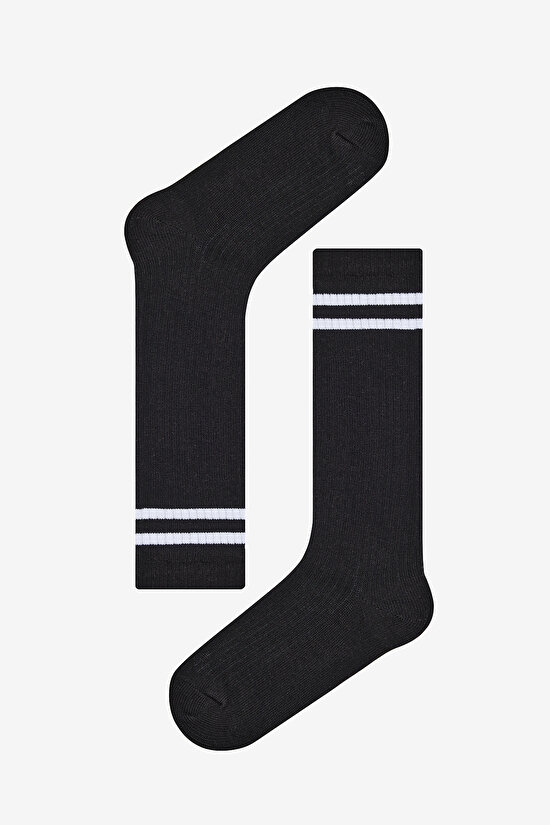 Girls Sporty Black Pant Socks - 1