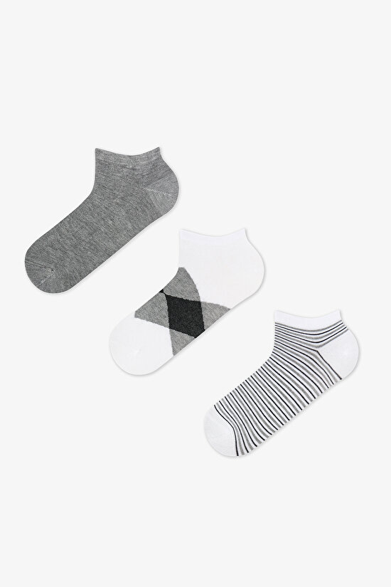 Erkek Renkli Stripe Pulse 3'lü Patik Çorap - 1