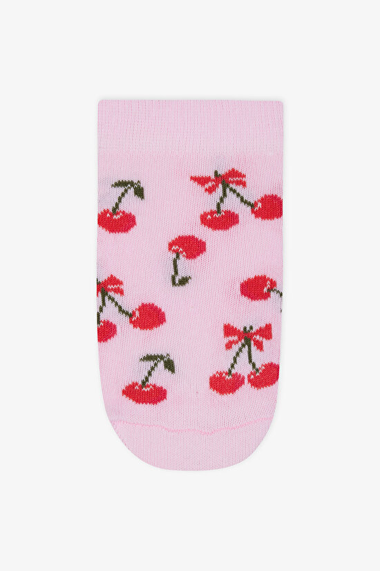 Kız Çocuk Bow Cherry Çok Renkli  3lü Patik Çorap - 3