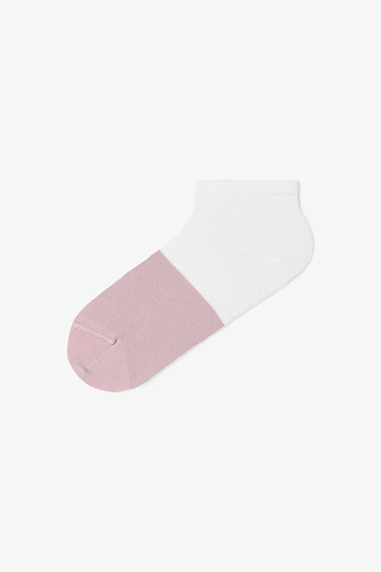 5 Çift Pamuklu Kendinden Desenli ve Çizgili Patik Çorap - 4