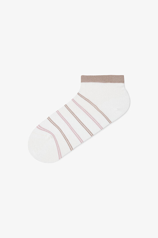 5 Çift Pamuklu Kendinden Desenli ve Çizgili Patik Çorap - 5