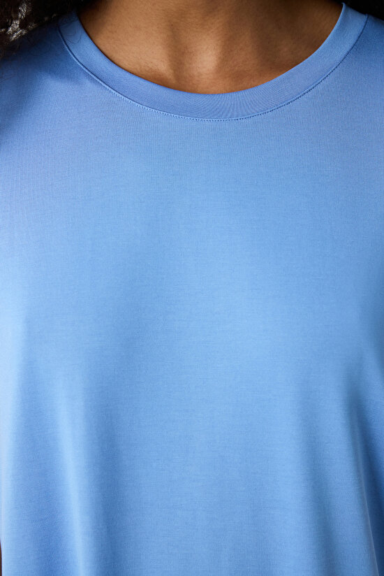 Mavi Bisiklet Yaka Regular Fit Modal Tişört - 4