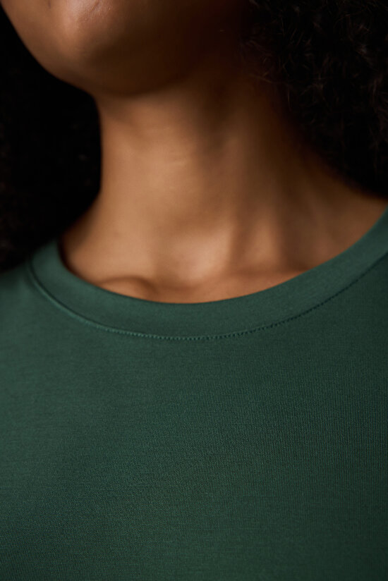 Haki Bisiklet Yaka Regular Fit Modal Tişört - 3