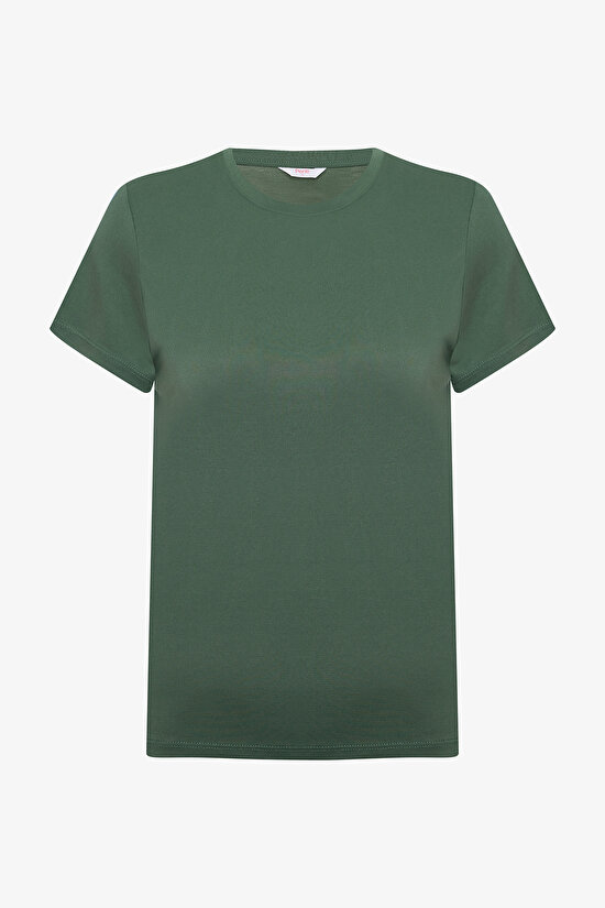 Haki Bisiklet Yaka Regular Fit Modal Tişört - 5