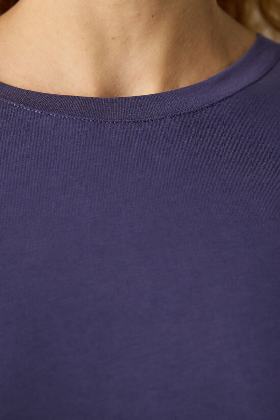 İndigo Bisiklet Yaka Regular Fit Modal Tişört - 5