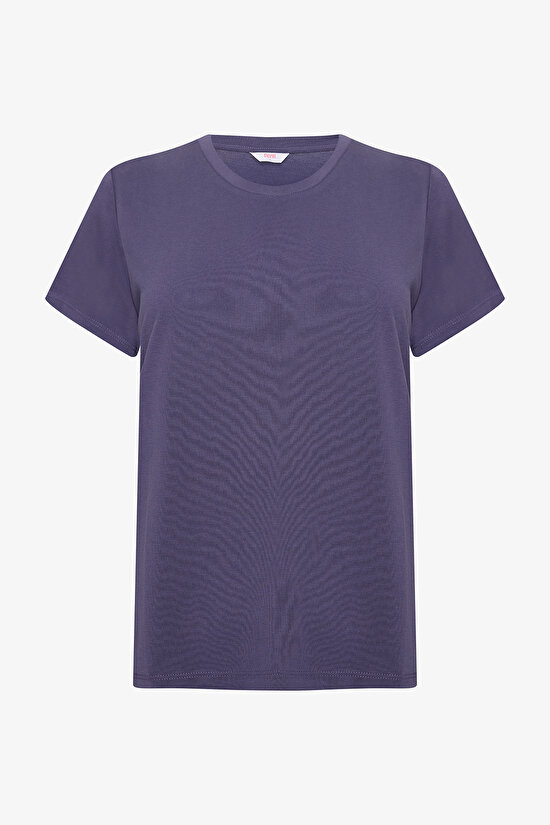 İndigo Bisiklet Yaka Regular Fit Modal Tişört - 8