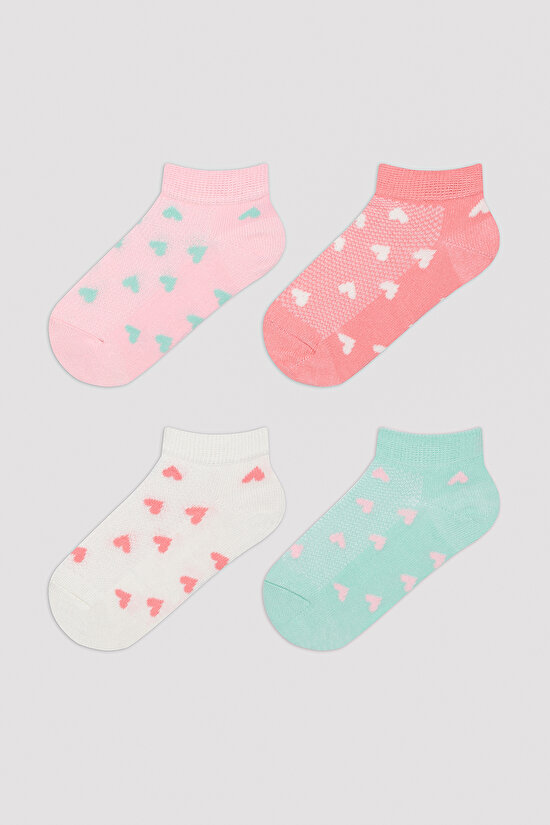 Girls Tiny Hearts 4in1 Liner Socks - 1
