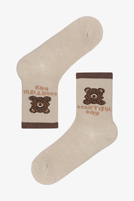 Erkek Çocuk Latte Teddy Ayı Desenli Pamuklu 4'lü Soket Çorap Erkek Çocuk Latte Teddy Ayı Desenli Pamuklu 4'lü Soket Çorap - 4