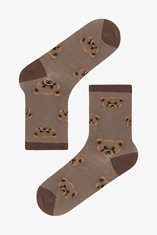 Erkek Çocuk Latte Teddy Ayı Desenli Pamuklu 4'lü Soket Çorap Erkek Çocuk Latte Teddy Ayı Desenli Pamuklu 4'lü Soket Çorap - 5