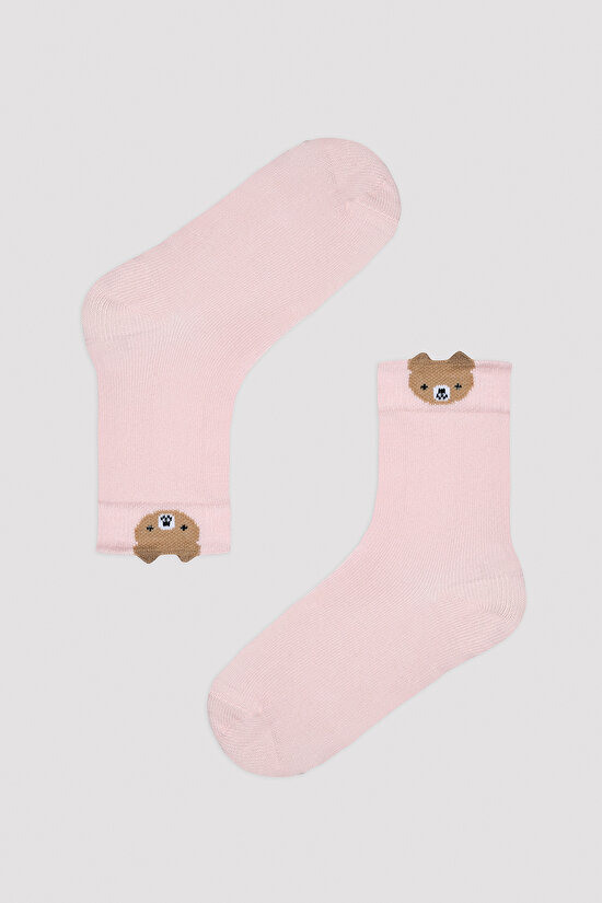 Kız Çocuk Pembe Mini Bear 3lü Çok Renkli Soket Çorap - 3