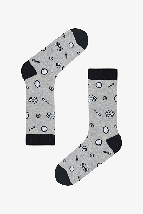 Gri Legends Erkek Puantiye Desenli 3'lü Soket Çorap - 3