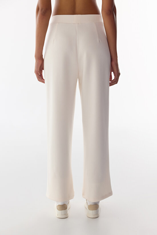 Ecru Chic Pleated High Waist Trousers - 3