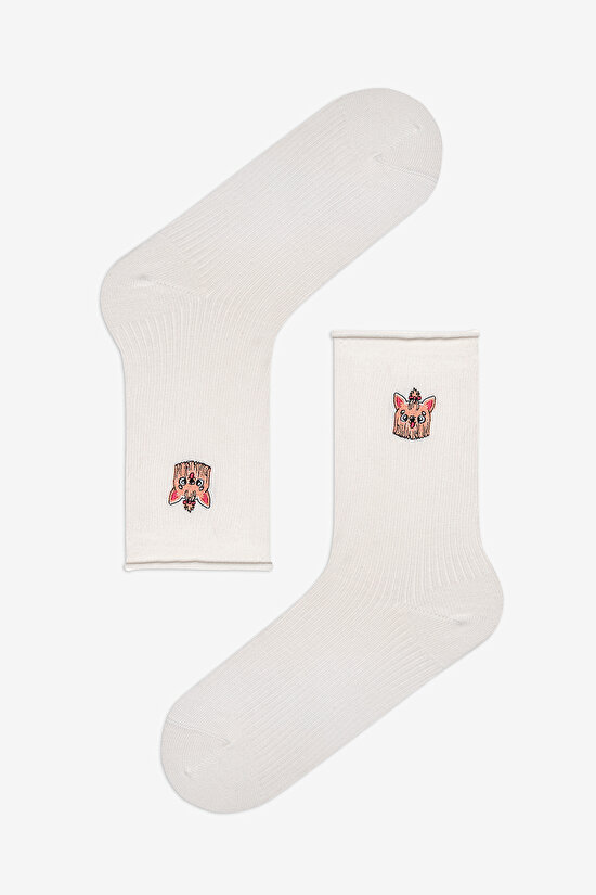 Puppy 2in1 Pink White Socket Socks - 3