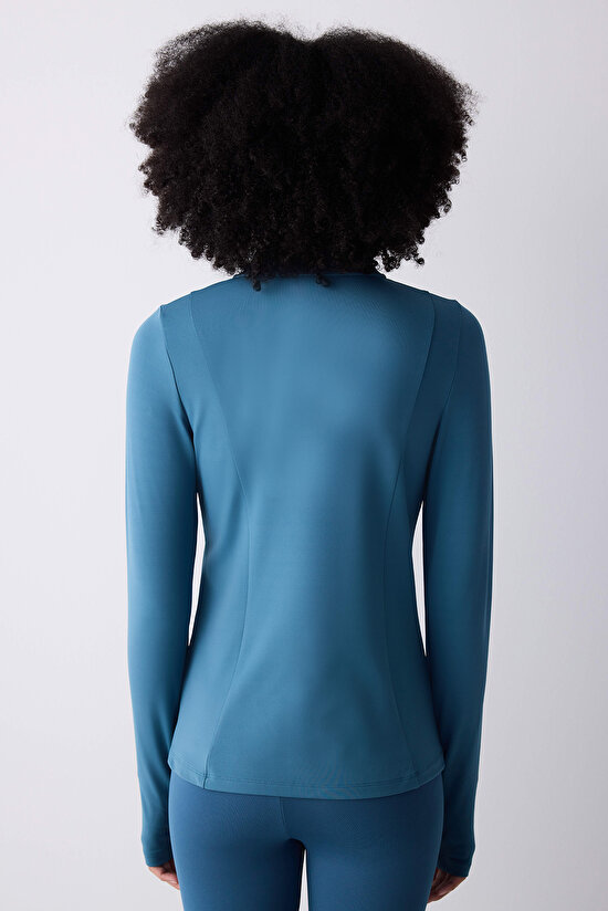 Petrol Renk Parmak Detaylı Koşu Ceketi - 3