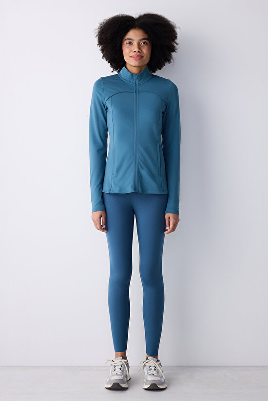 Petrol Renk Parmak Detaylı Koşu Ceketi - 5