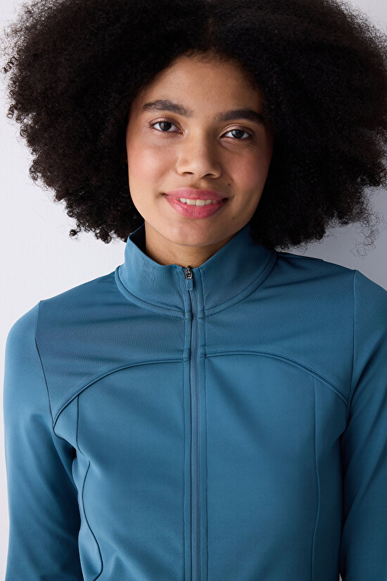 Petrol Renk Parmak Detaylı Koşu Ceketi - 7