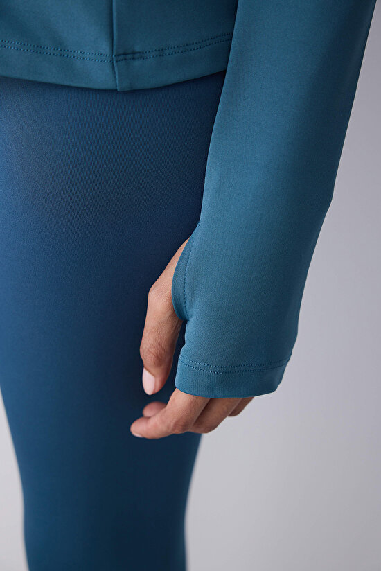 Petrol Renk Parmak Detaylı Koşu Ceketi - 9