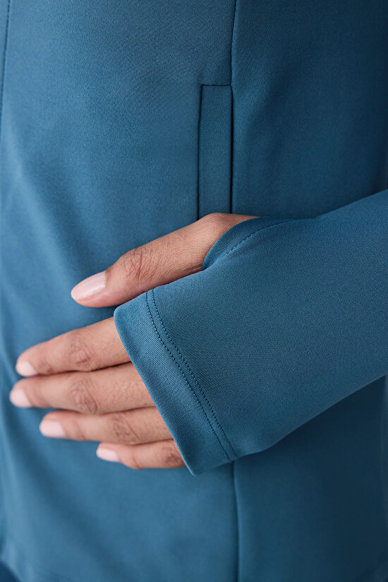 Petrol Renk Parmak Detaylı Koşu Ceketi - 10