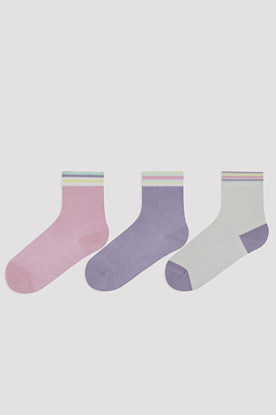 Kız Çocuk Soft Renkler 3 lü Soket Çorap - 1