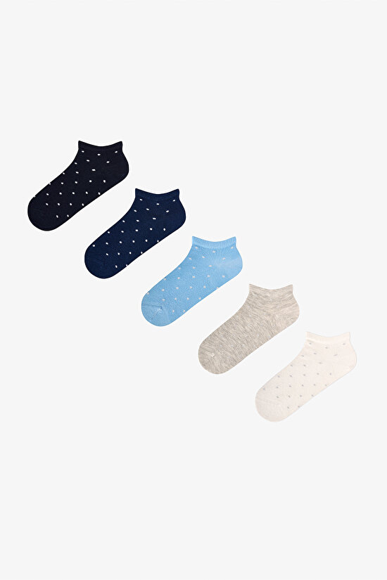 Silvery Polka Dot 5 Pack Liner Socks - 1