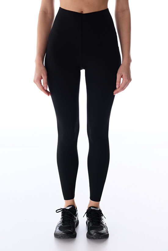 Black V Shaping Pocket Detail Leggings - 2