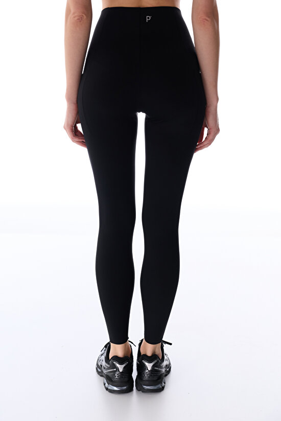 Black V Shaping Pocket Detail Leggings - 3