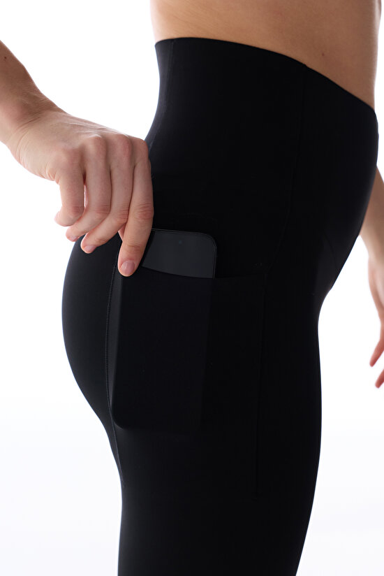 Black V Shaping Pocket Detail Leggings - 4