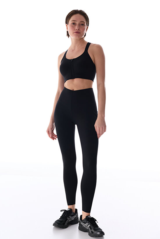 Black V Shaping Pocket Detail Leggings - 5