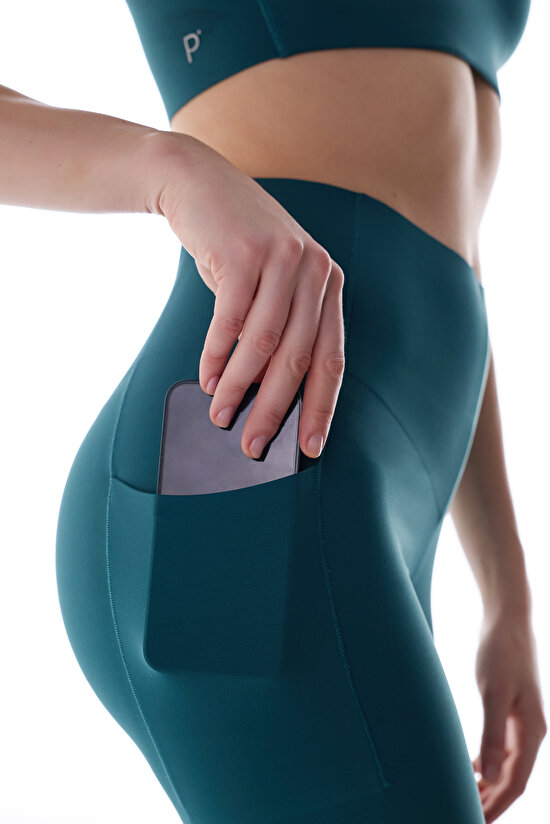 Turkuaz V Toparlayıcı Cep Detaylı Tayt - 3