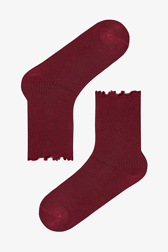 2 Çift Modal Karışımlı Klasik Fırfırlı Soket Çorap - 3