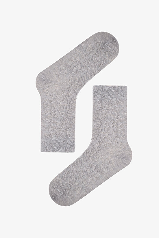 Light Grey Black Elegance Texture Cotton Jacquard 3 Pack Ankle Socks - 2