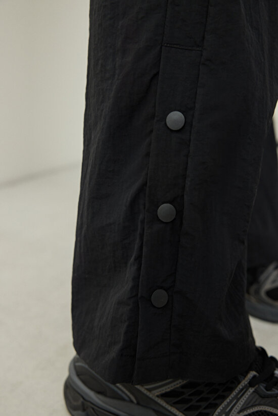Side Button Black Pant - 6
