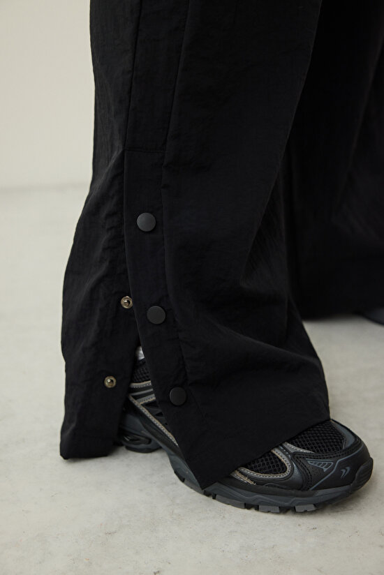 Side Button Black Pant - 7